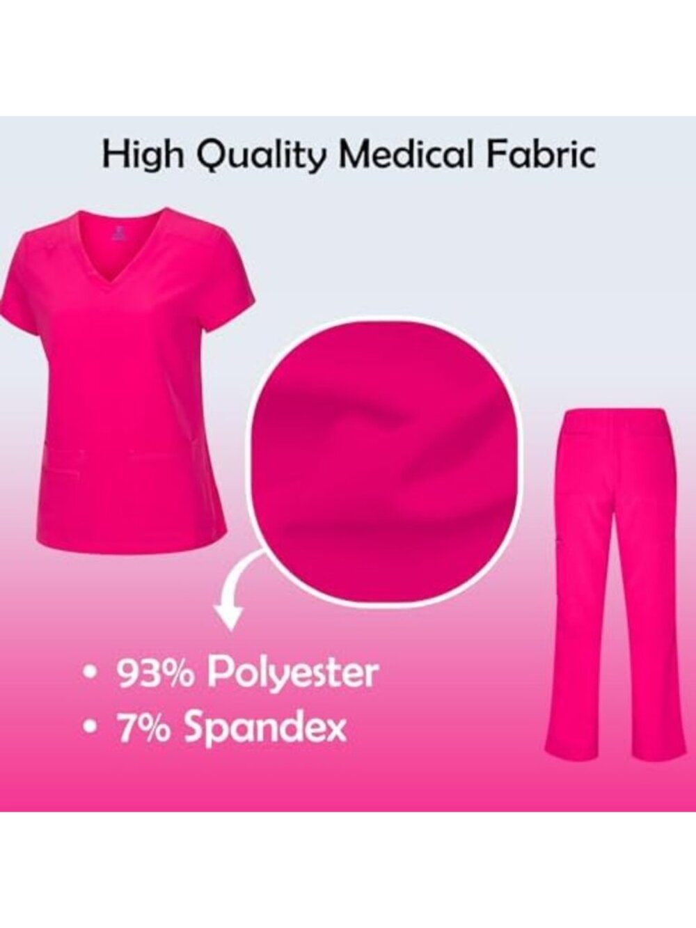 Women's Stretch V-Neck Scrub Top & Cargo Pants Set - Regular & Petite Sizes - Picture 4 of 6